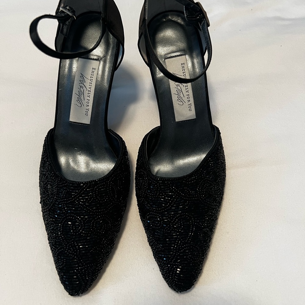 Lord & Taylor Black Beaded Heeled Shoes Size 8